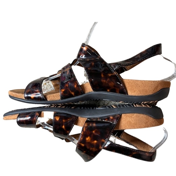 FINAL SALE Vionic Paros Flat Tortoiseshell Strappy Faux Leather Sandals 10 - Picture 8 of 13